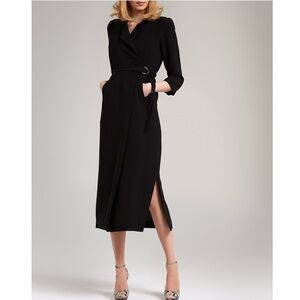 LK Bennett Malo NWOT Elegant Black Midi Wrap Dress Suit Alternative US 8